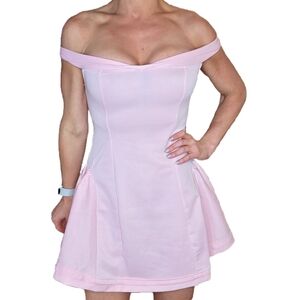 Elegant Pink Off-Shoulder Mini Dress Size Small